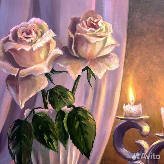 Картина маслом Розы на холсте