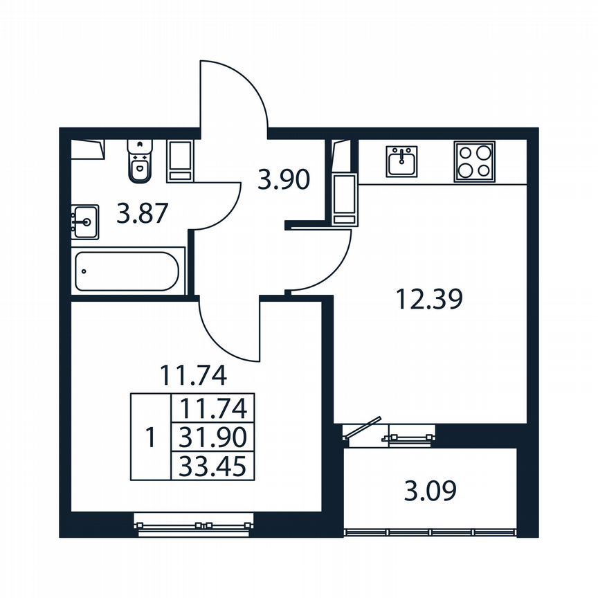 1-к. квартира, 35 м², 3/12 эт.