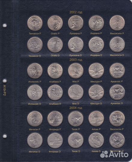 Альбом для юбилейных монет США 25 центов (по монетным дворам) (A019)