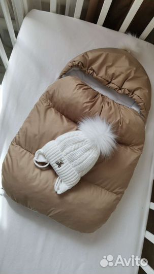 Конверт кокон на выписку. Комбенизон + шапка