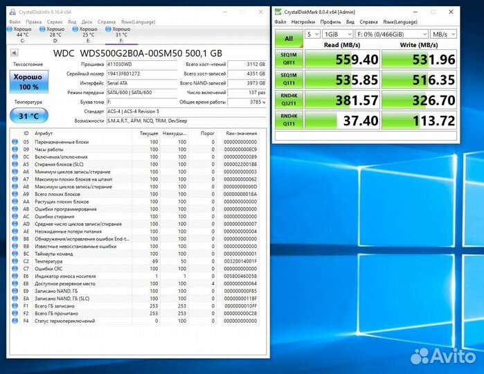 SSD WD Blue 500гб / 1000гб
