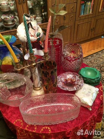 Ваза цветное стекло и хрусталь