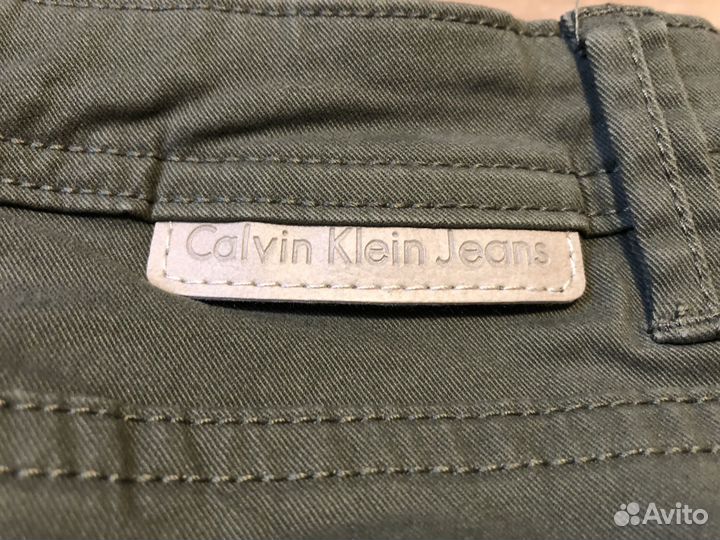 Джинсы бриджи calvin klein 14 хаки новые