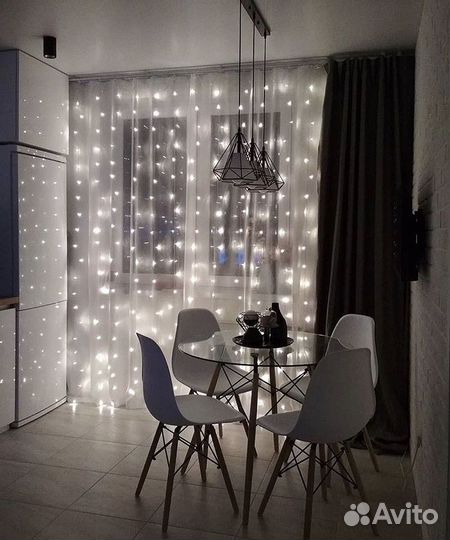 Гирлянда-штора в пол новогодняя