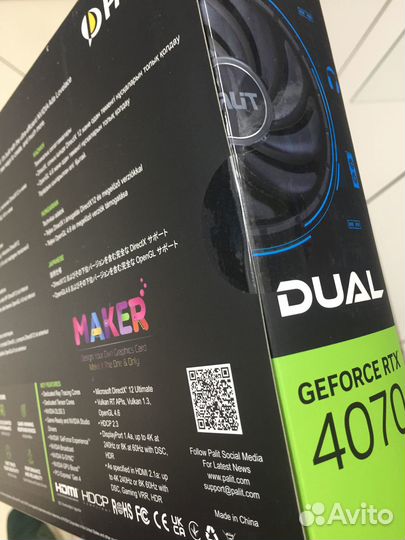 Новая Видеокарта Palit RTX 4070 dual OC