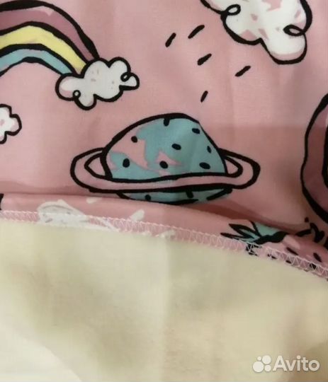 Костюм детский теплый розовый с радугой