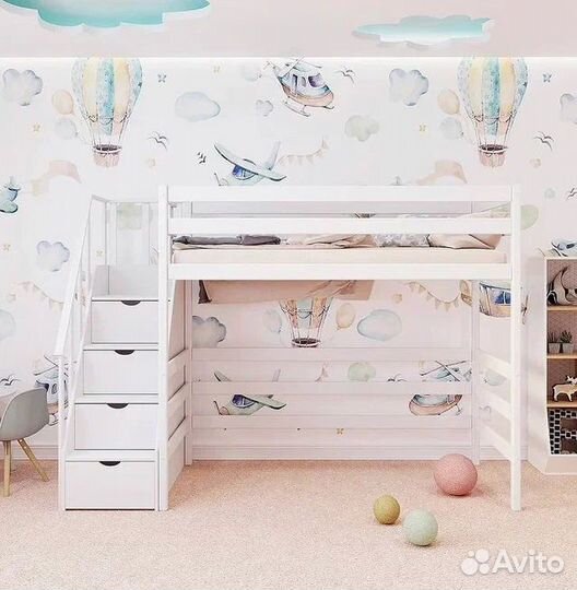 Двухъярусная кровать с лестницей комодом 160х80