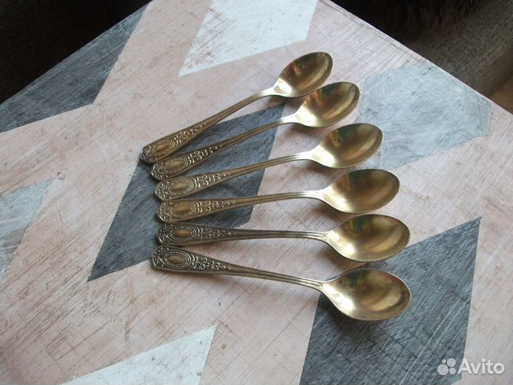 Ложки чайные винтаж СССР мельхиор серебро золото