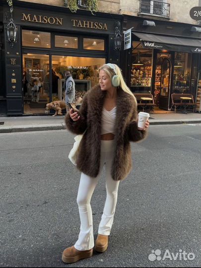 Шуба коричневая 90 S M L zara lime