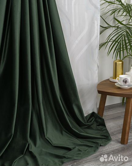 Шторы бархат Беллиссимо Темно-зеленый