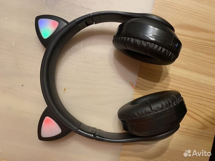 Наушники кошечки с ушками светящиеся беспроводные