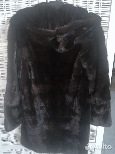 Шуба норковая с капюшоном