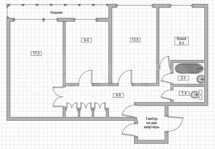 3-к. квартира, 62,9 м², 3/9 эт.