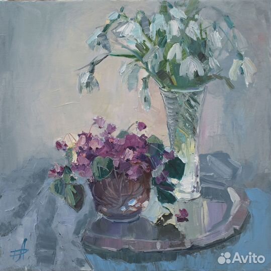 288 Подснежники и цикломены, кисти Анны Давыдченко