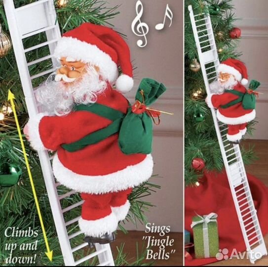 Дед мороз на лестнице музыкальная игрушка