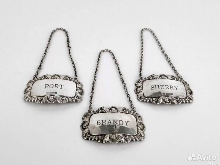 Старинные лейблы для бутылок, Англия, серебро,1886