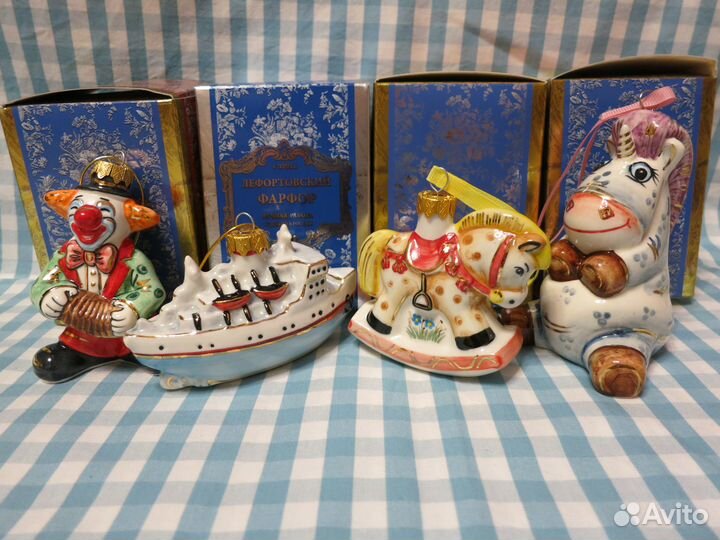 Елочные игрушки, Лефортовский фарфор, 4 шт
