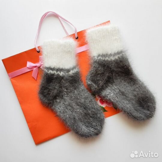 Вязаные пуховые носки для детей ручной работы