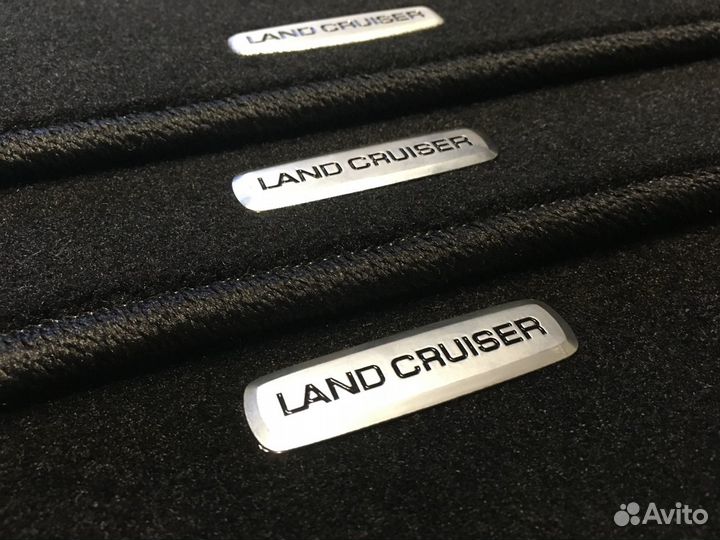 Ворсовые ковры на Прадо 150 черные с багажником