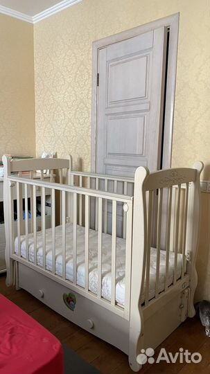 Кроватка можга Елисей с птичками, матрас