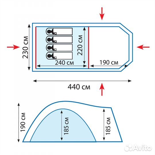 Tramp палатка Anaconda 4 (V2) (зеленый)