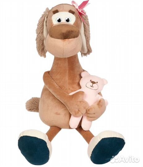 Мягкая игрушка собака Мила с мишкой