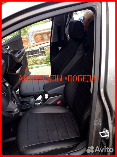 Чехлы Hyundai Santa-Fe 3 из экокожи чёрные Классик