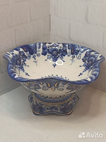 Конфетница Гжель, позолота