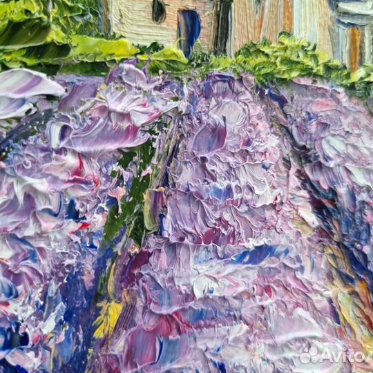 Картина маслом лаванда пейзаж Прованса цветы