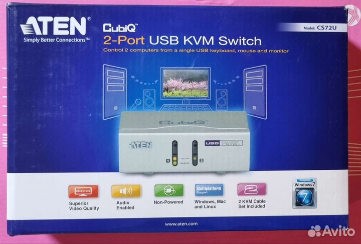 2 Портовый KVM переключатель aten CS72U-AT
