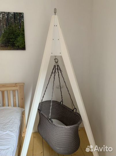 Детская люлька колыбель подвесная со стойкой