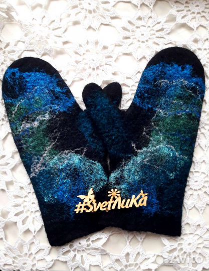 Варежки валяные, ручная работа