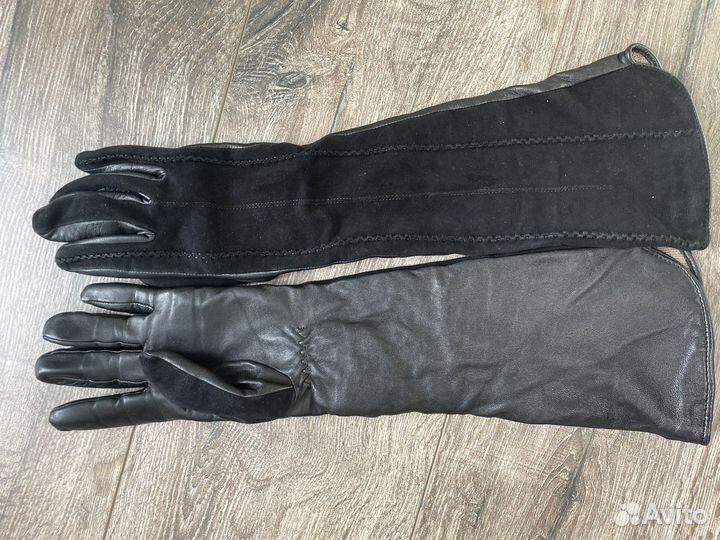 Женские длинные кожаные перчатки
