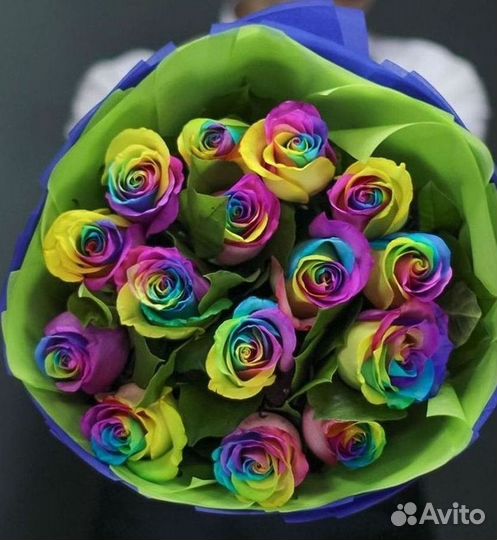 Радужные розы Доставка цветов Букеты