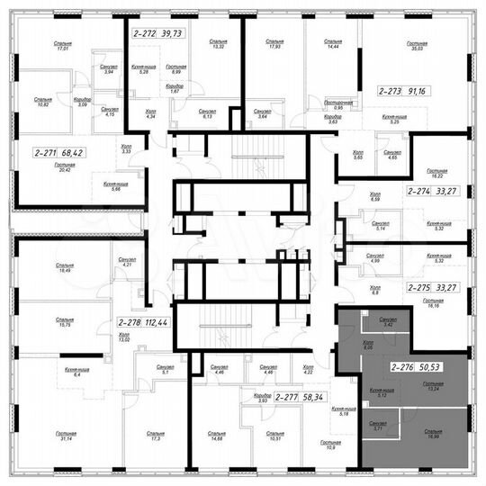 1-к. квартира, 50,3 м², 30/36 эт.