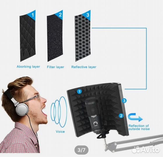 Акустический экран для микрофона, для записи