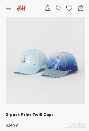 Набор новых кепок H&M Холодное сердце