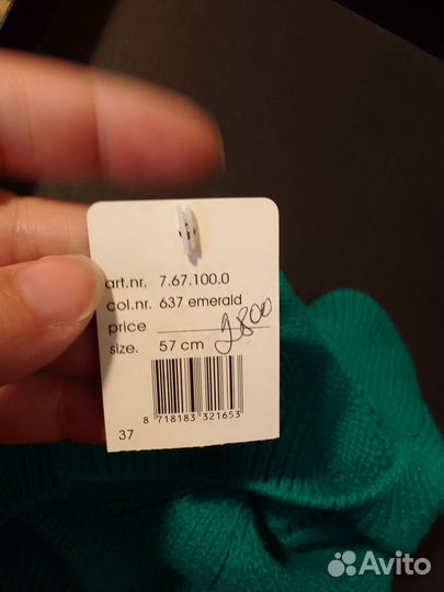 Берет из хлопка небесно- зеленый размер 57