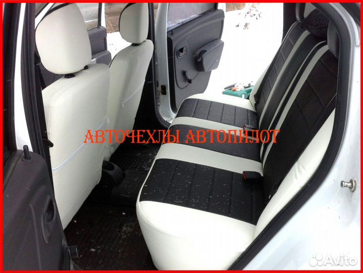 Чехлы Автопилот Renault Logan 1 из экокожи бел-чёр