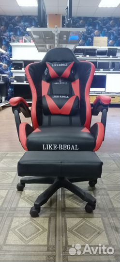 Игровое кресло с механизмом качания красно-черное