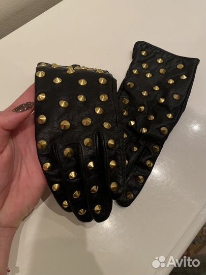 Перчатки кожаные h&m с шипами