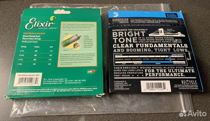 Струны для бас-гитары elixir/d'addario