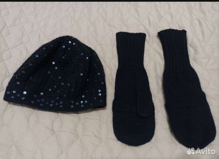 Шапка и варежки шерстяные (разные, листайте фото)