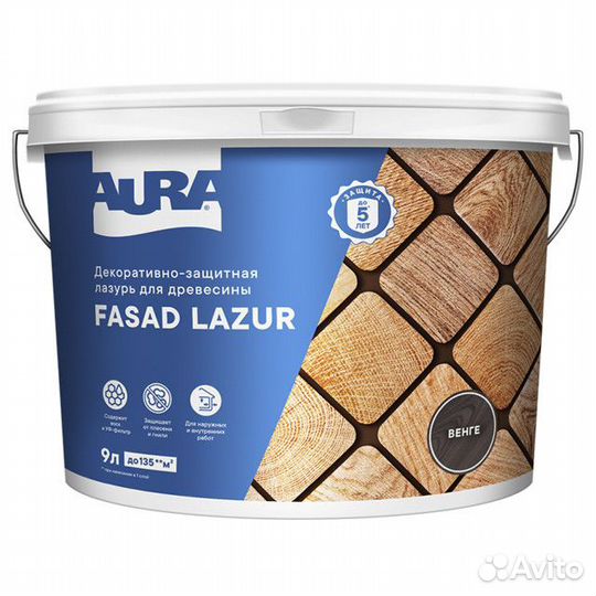 Средство деревозащитное Aura Fasad Lazur венге 9л