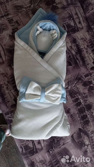 Комплект на выписку:одеяло/комбинезон/шапкаМальчик