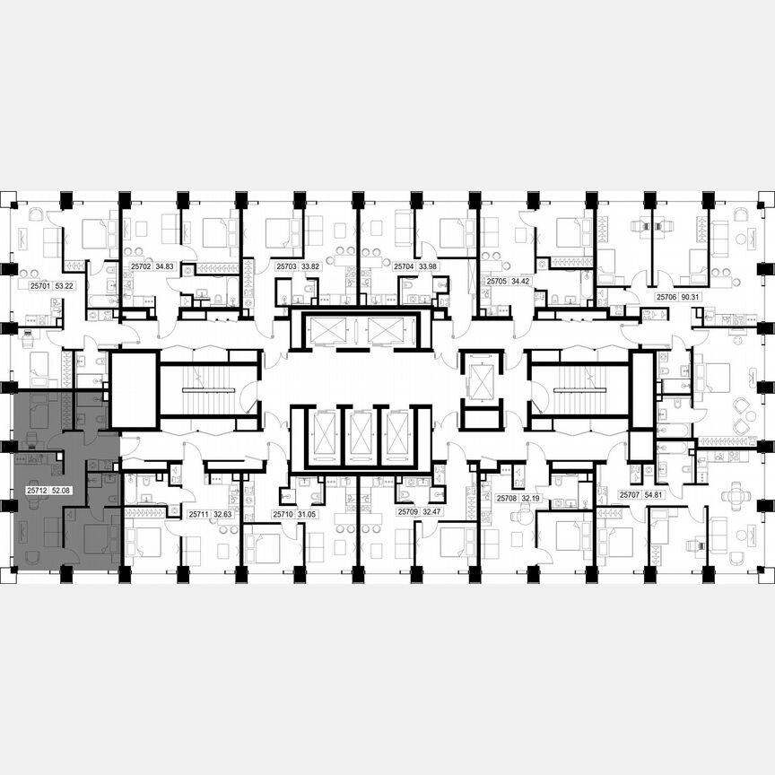 2-к. квартира, 52,1 м², 57/59 эт.