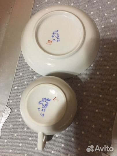 Фарфоровые кружки и блюдца СССР