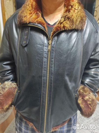 Кожаная куртка с натуральным мехом