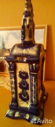 Фарфор часы Гжель Георгий Победоносец