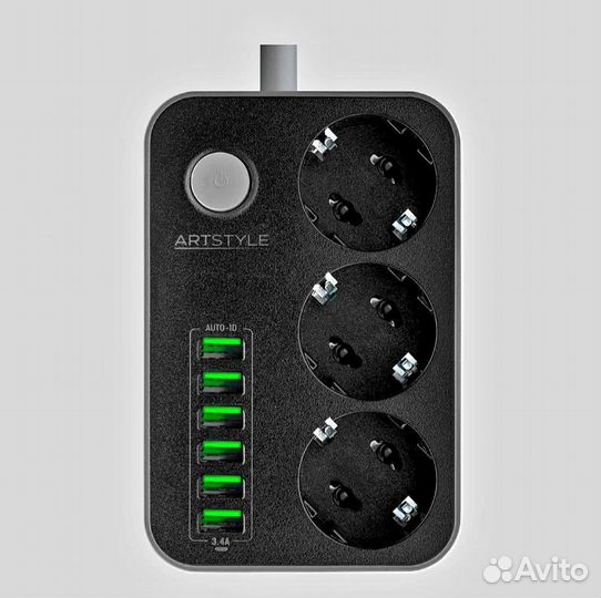 Сетевой фильтр artstyle CL-3631B Black оригинал